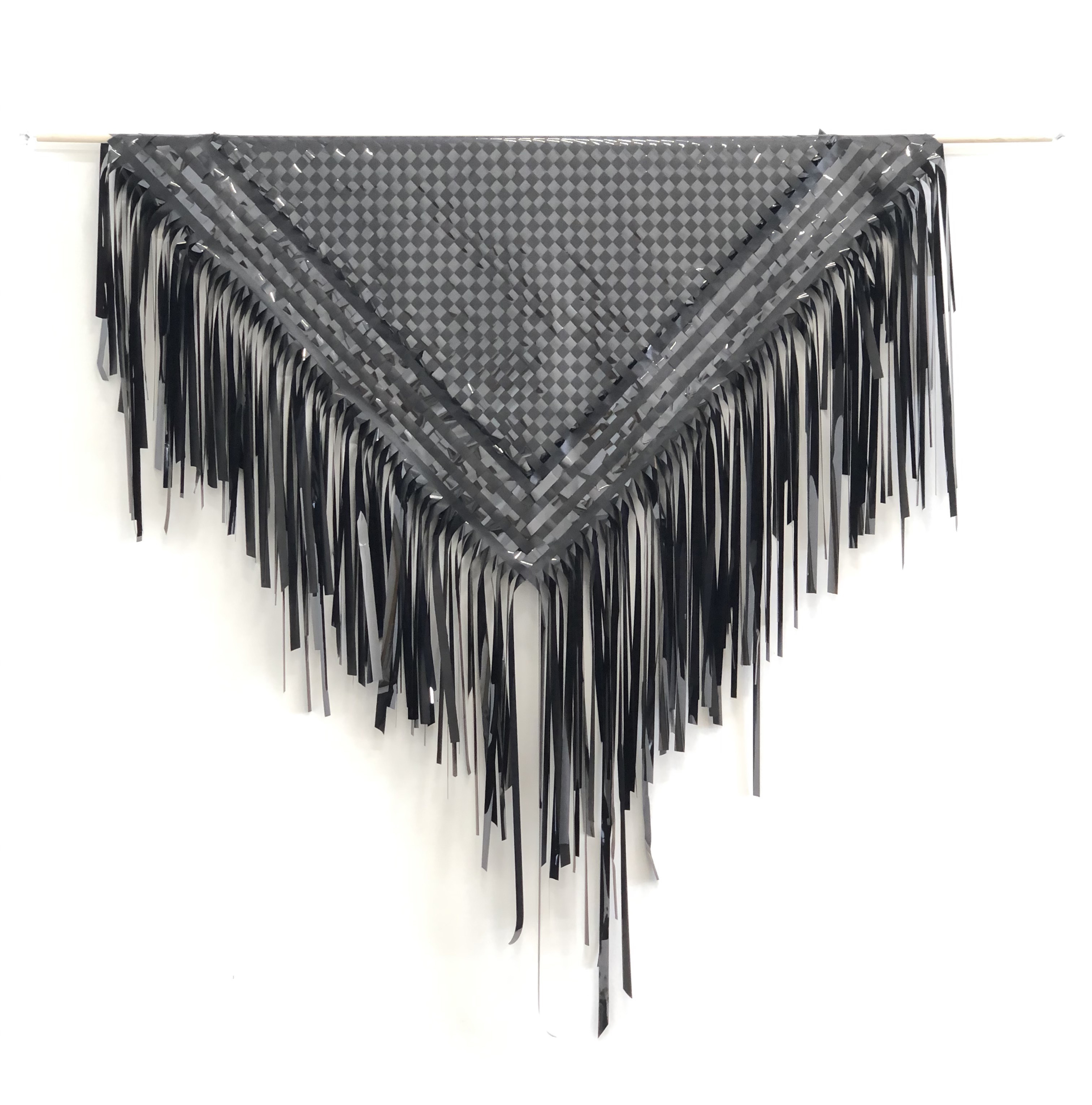 Funerary Shawl, VHS Cassette Tape Ribbons, 48' x 48'
